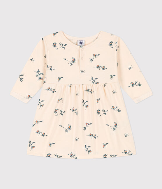 Vestido de manga larga de punto jersey de bebé blanco AVALANCHE/ MULTICO
