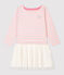 Vestido de manga larga de algodón y tul de niña rosa MINOIS/ MARSHMALLOW ARGENT BRILLANT
