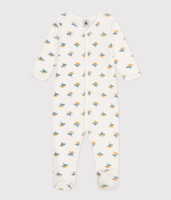 Pijama de felpa con flores para bebé blanco MARSHMALLOW/blanco MULTICO