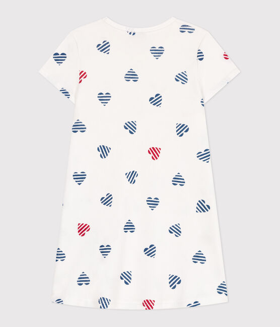 Camisón infantil de algodón con estampado de corazones blanco MARSHMALLOW/blanco MULTICO