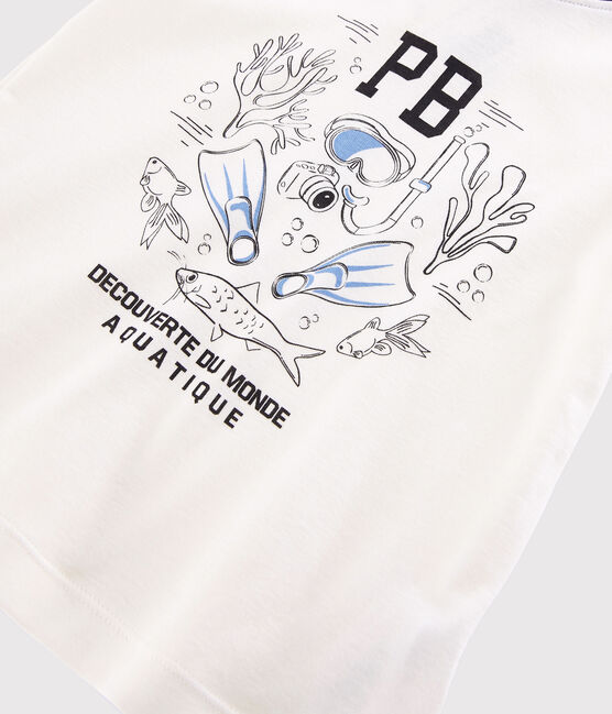 Camiseta de manga corta de algodón de niño blanco MARSHMALLOW