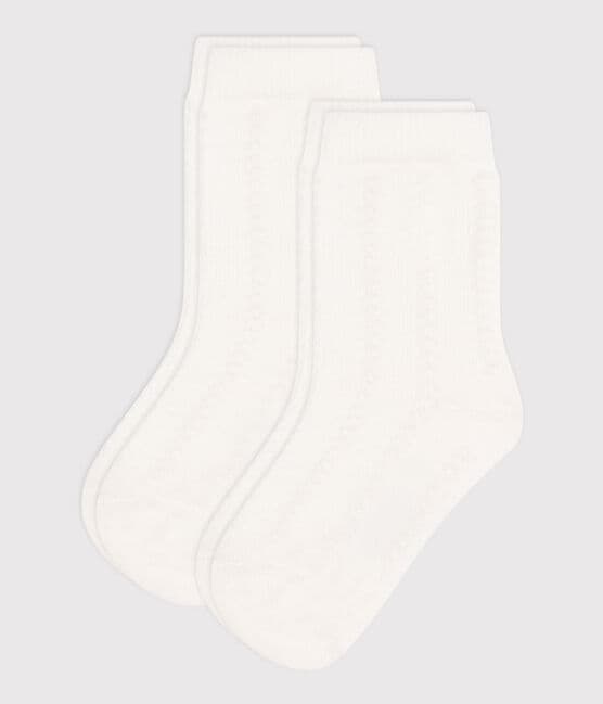 Juego de 2 pares de calcetines lisos de punto de algodón para bebé variante 2