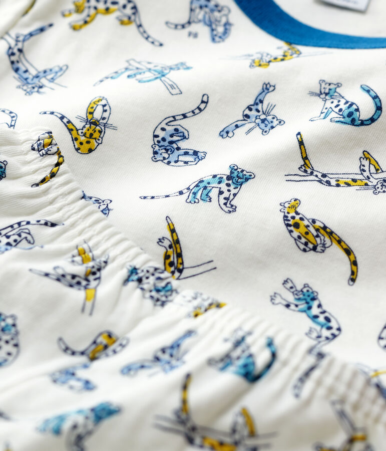 Pijama con estampado de panteras de ni&ntilde;o de algod&oacute;n org&aacute;nico blanco/multicolor