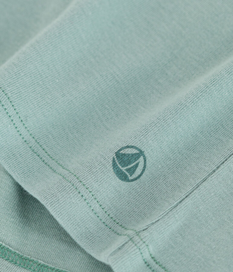 Camiseta infantil lisa de manga corta de algod&oacute;n verde