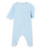 Pijama para bebé niño en terciopelo de algodón liso azul FRAICHEUR