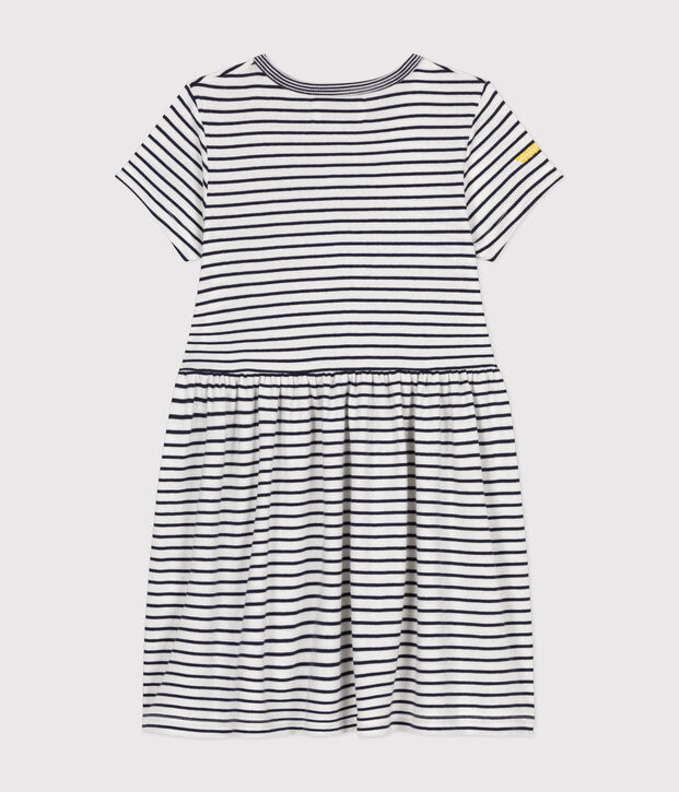 Vestido Monsieur Madame de algod&oacute;n de ni&ntilde;a blanco/azul