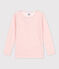 Camiseta de manga larga milrayas de niña de lana y algodón rosa CHARME/blanco MARSHMALLOW