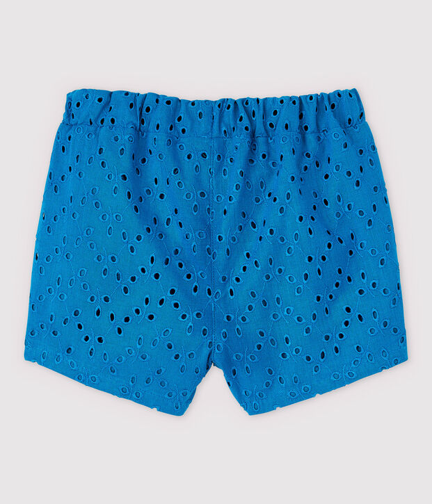 Pantal&oacute;n corto de bordado ingl&eacute;s de beb&eacute; ni&ntilde;a azul