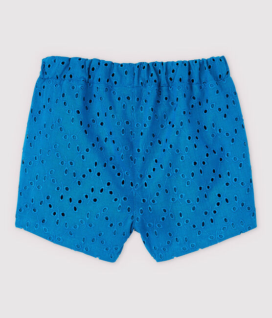 Pantalón corto de bordado inglés de bebé niña azul MYKONOS