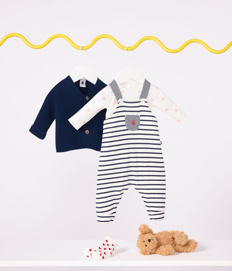 C&aacute;rdigan de punto bobo de algod&oacute;n para beb&eacute; azul