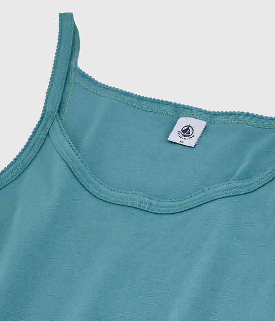 Vestido de tirantes emblemático de algodón de mujer azul MIROIR