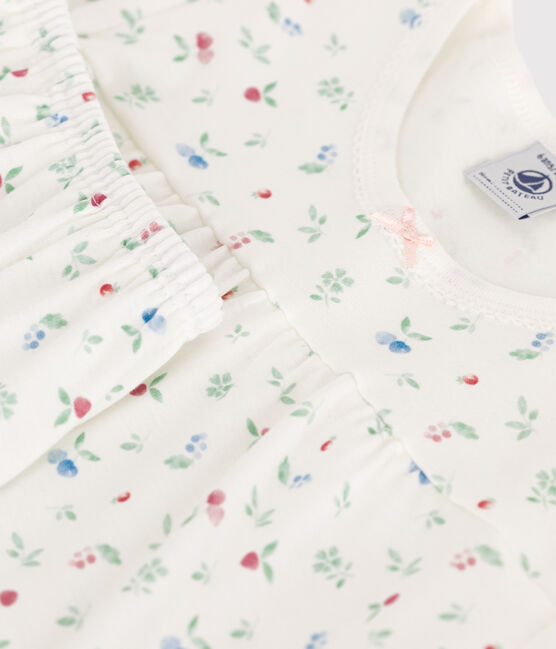 Pijama infantil corto de algodón con frutas blanco MARSHMALLOW/blanco MULTICO