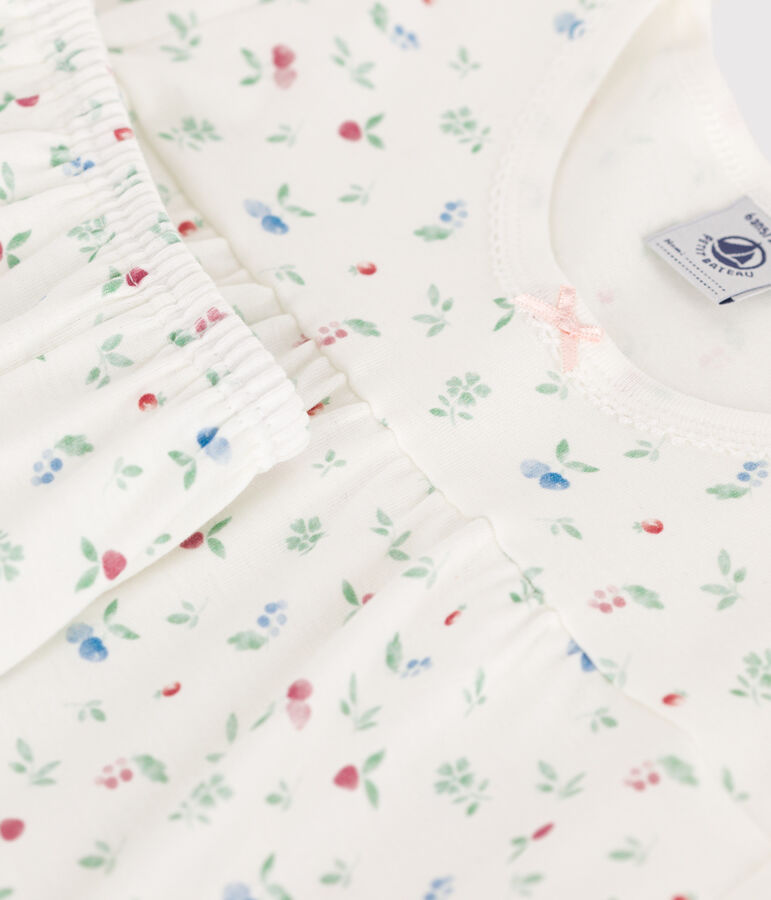Pijama infantil corto de algod&oacute;n con frutas blanco/multicolor