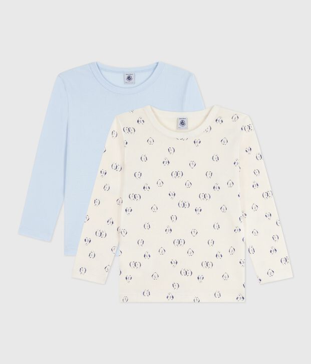 Juego de camisetas infantiles de algod&oacute;n de manga larga con estampado multicolor