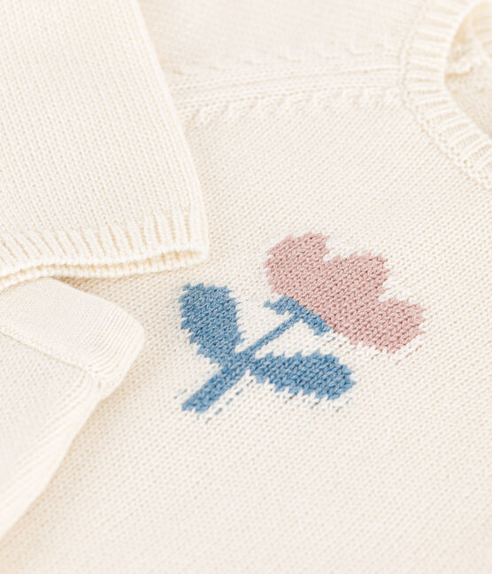 Conjunto de punto tricotado de lana y algodón para bebé blanco MARSHMALLOW