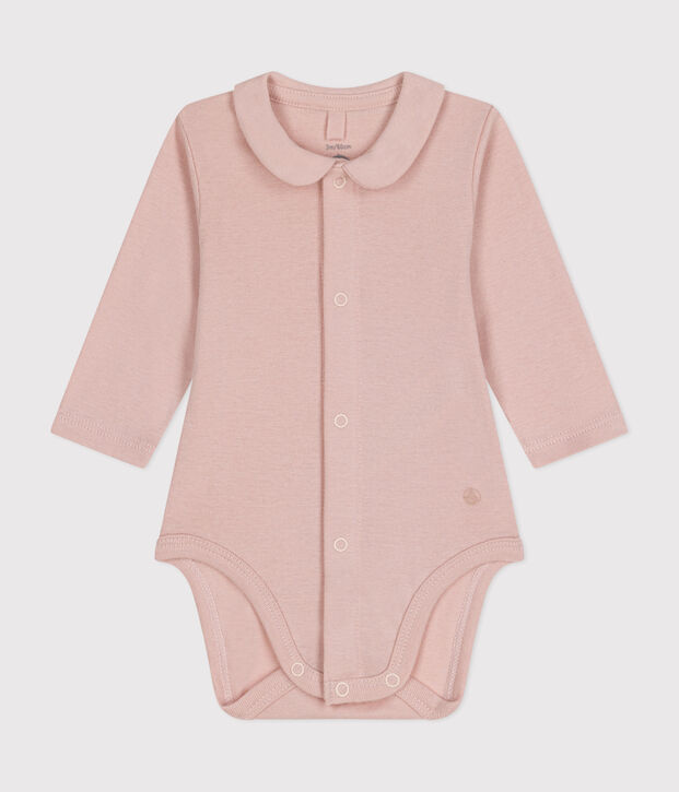 Bodi de manga larga con cuello para beb&eacute; rosa