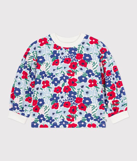 Sudadera infantil de algodón con estampado de flores blanco MARSHMALLOW/blanco MULTICO