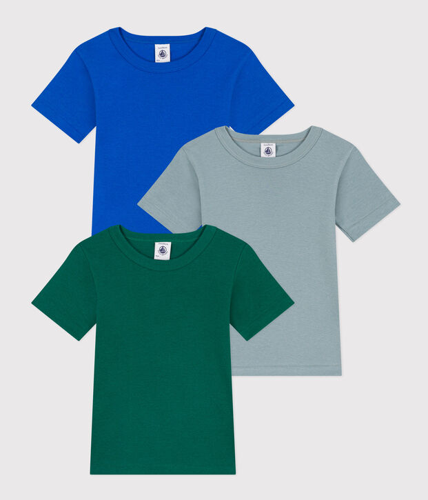 Juego de 3 camisetas de manga corta de algod&oacute;n para ni&ntilde;o multicolor