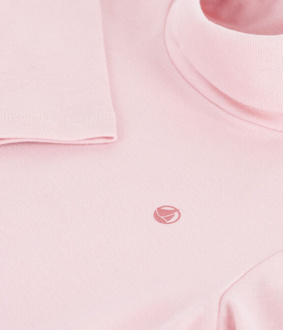 Camiseta infantil de cuello alto de algodón rosa JOLI