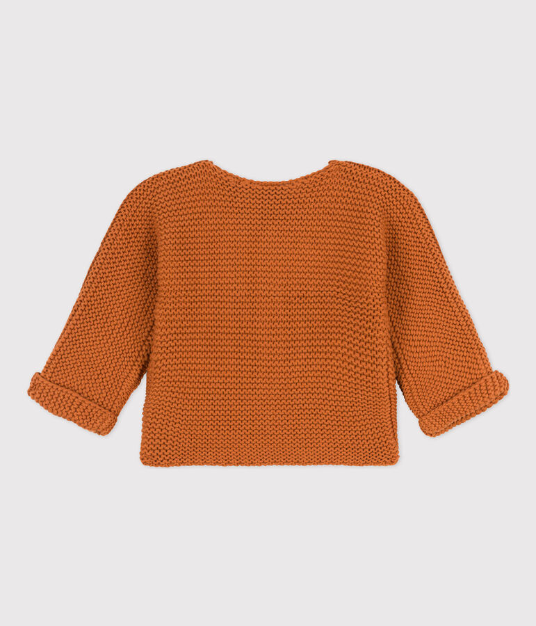 C&aacute;rdigan de beb&eacute; de punto musgo de algod&oacute;n marron