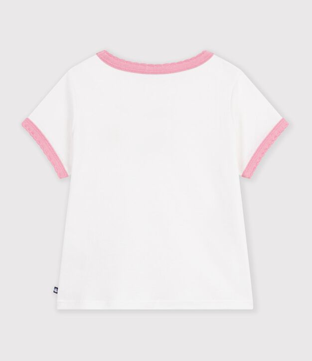 Camiseta infantil lisa de manga corta blanco