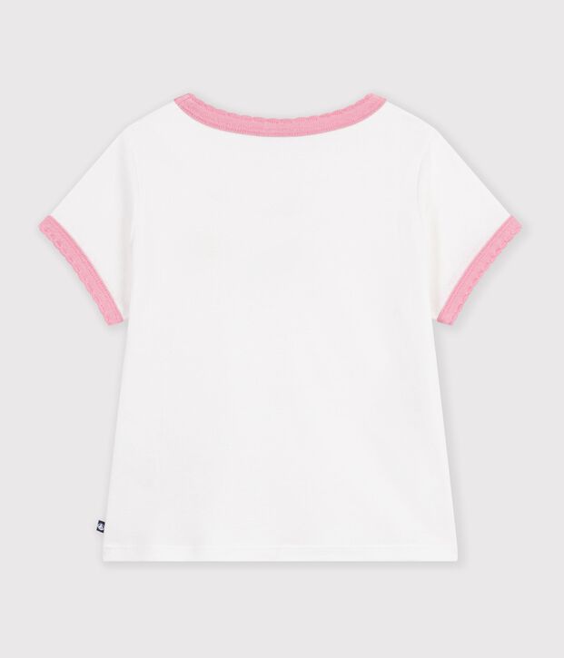 Camiseta infantil lisa de manga corta blanco