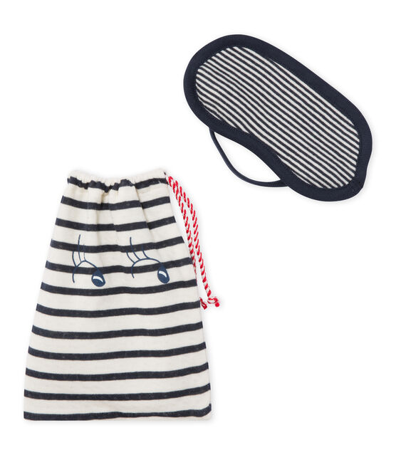 Lote de máscara + bolso en túbico azul SMOKING/beige COQUILLE