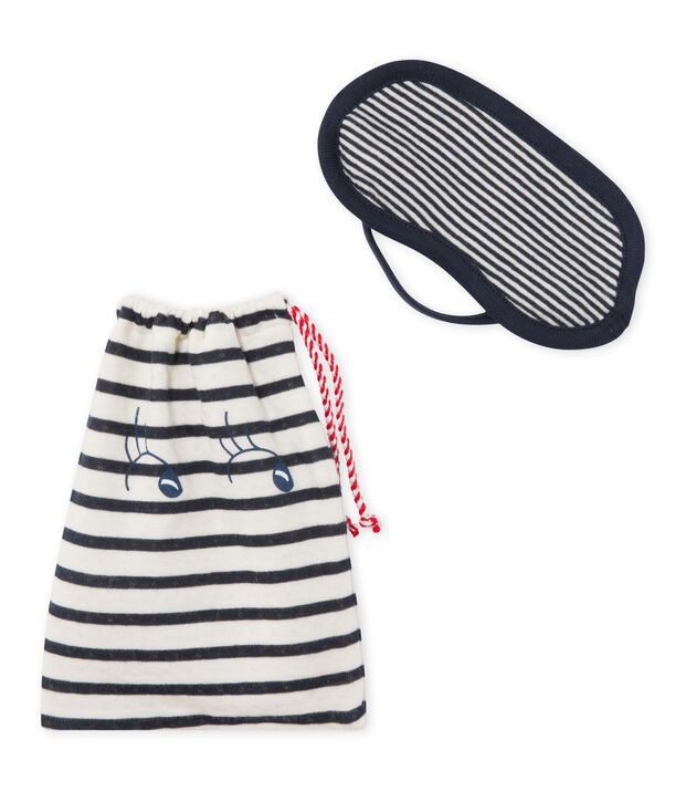 Lote de m&aacute;scara + bolso en t&uacute;bico azul/blanco