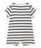 Pelele corto de rayas bebé niño beige COQUILLE/azul ABYSSE