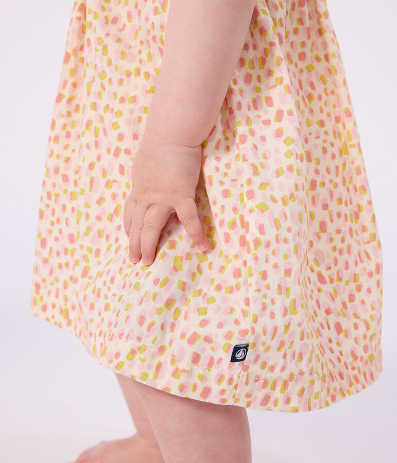 Vestido de algod&oacute;n sin mangas con estampado para beb&eacute; blanco/multicolor