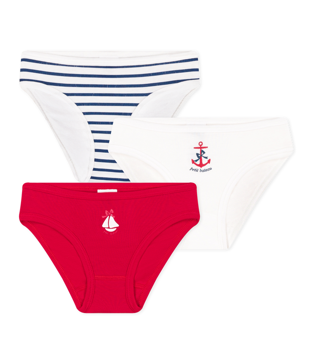 Juego de 3 braguitas infantiles de algod&oacute;n estampado multicolor