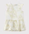 Vestido bebé niña en satén estampado blanco MARSHMALLOW/blanco MULTICO