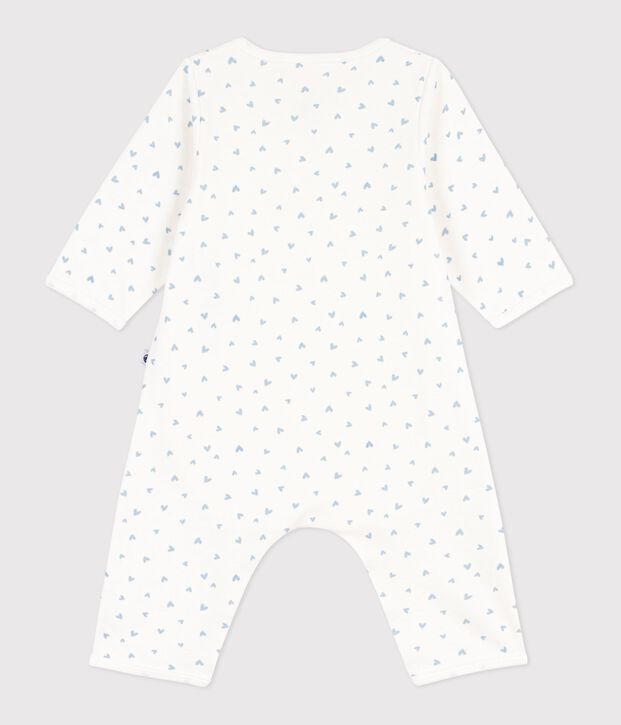 Bodyjama sin pies de algod&oacute;n con estampado de corazoncitos para beb&eacute; azul/azul