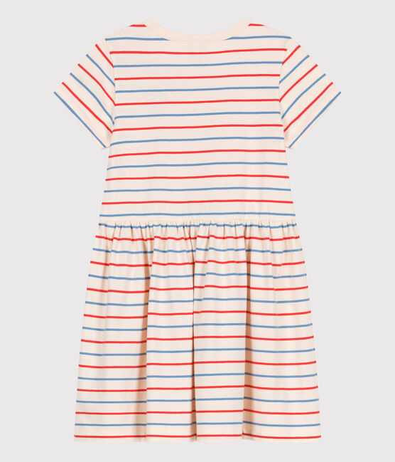 Vestido infantil de algodón de manga corta con rayas y corazón blanco AVALANCHE/ MULTICO