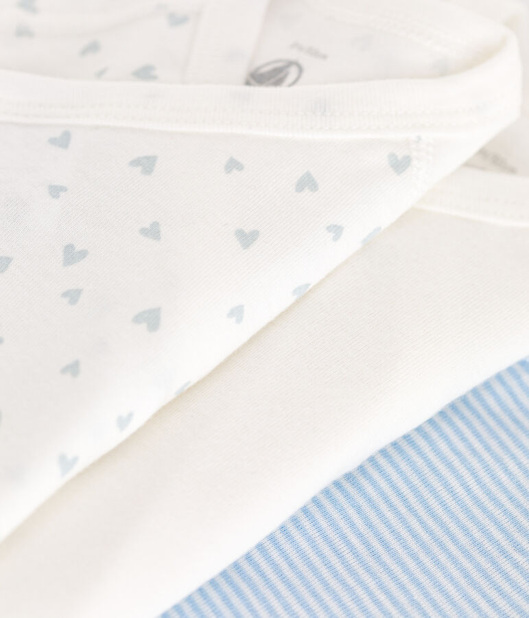 Juego de 3 bodis cruzados y estampados de manga corta de algod&oacute;n para beb&eacute; multicolor