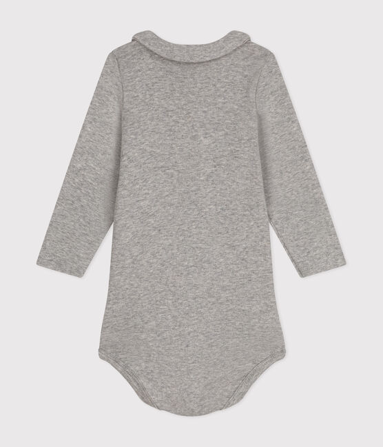Body de manga larga con cuello de algodón de bebé gris CHATON CHINE