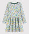 Vestido de manga larga en doble punto de niña gris POUSSIERE/blanco MULTICO