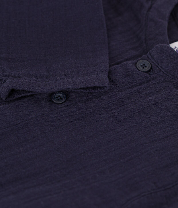 Camisa de gasa de algod&oacute;n de beb&eacute; azul