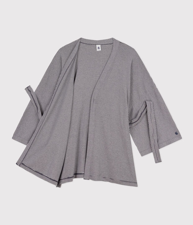 Quimono de rayas para mujer azul/blanco