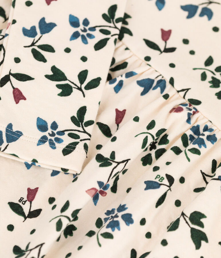 Vestido con flores de manga larga de t&uacute;bico de ni&ntilde;a crudo/multicolor