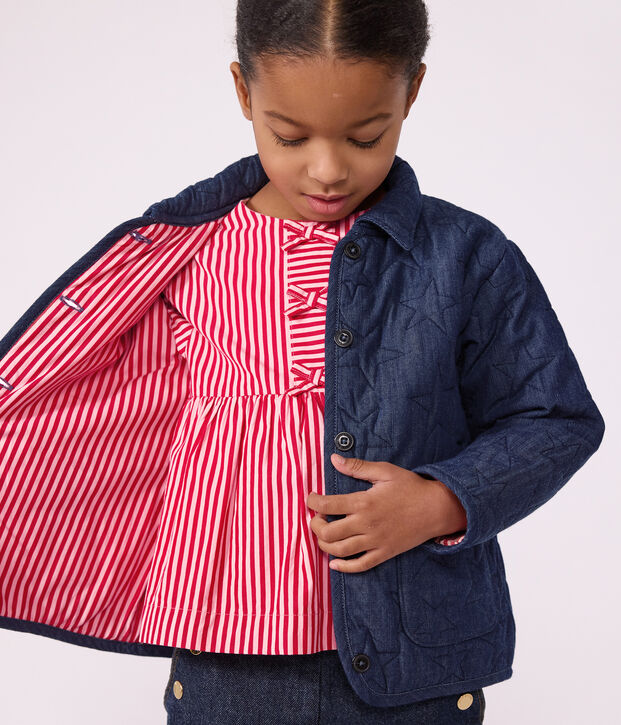 Chaqueta infantil denim lisa con estampado de estrellas azul