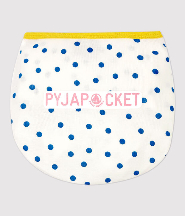 Pijama corto de lunares azules de ni&ntilde;a de algod&oacute;n blanco/azul
