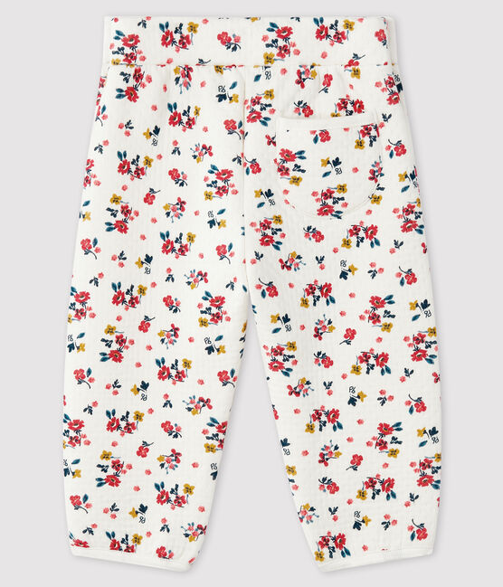 Pantalón de tela túbica para bebé niña blanco MARSHMALLOW/blanco MULTICO