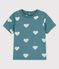 Camiseta de manga corta con estampado de corazones de algod&oacute;n de beb&eacute; verde/crudo