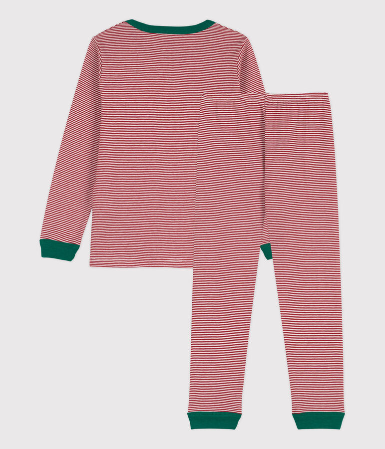 Pijama de algod&oacute;n milrayas para ni&ntilde;o/ni&ntilde;a rojo/blanco