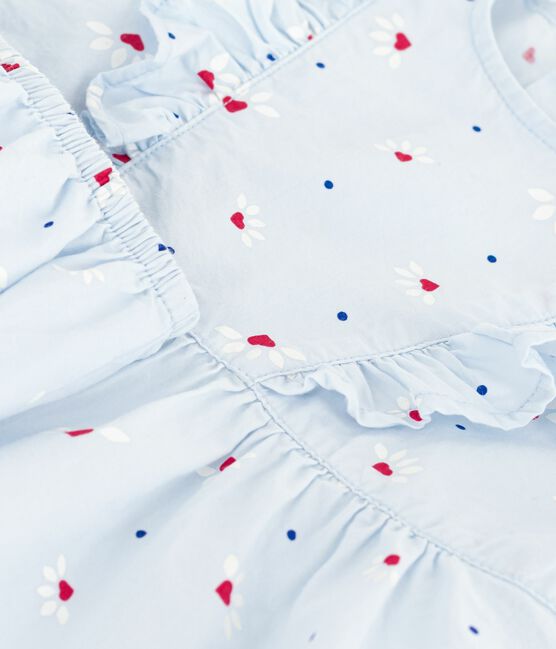 Vestido estampado de algodón de manga corta y pololo para bebé azul FRAICHEUR/blanco MULTICO