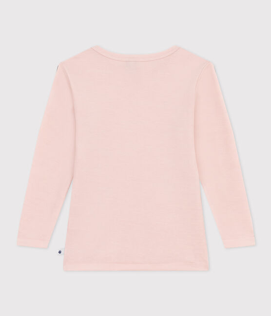 Camiseta de lana y algodón de manga larga para niño/niña rosa SALINE