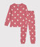 Pijama infantil de algodón con estampado de corazón rosa ROSEWOOD/ MARSHMALLOW