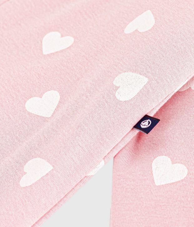 Mono de algod&oacute;n enguatado con estampado de corazones para beb&eacute; rosa/crudo