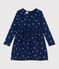 Vestido infantil de manga larga de algodón con flores azul MEDIEVAL/blanco MULTICO